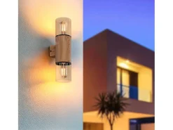 Aplique de Pared Exterior Acero Inoxidable Emley Duo Marrón claro