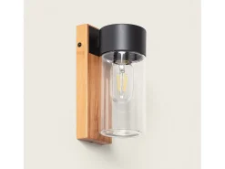 Aplique de Pared Exterior Acero Inoxidable y Cristal Isoba Negro