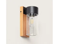 Aplique de Pared Exterior Acero Inoxidable y Cristal Isoba Negro