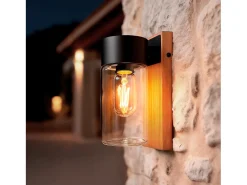 Aplique de Pared Exterior Acero Inoxidable y Cristal Isoba Negro