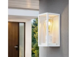 Aplique de Pared Exterior Aluminio y Cristal Atrium Blanco