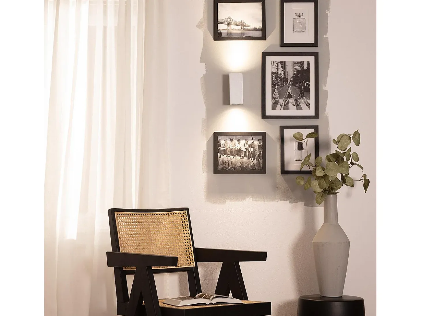 Aplique de Pared Exterior Aluminio Iluminación Doble Cara Plata Miseno