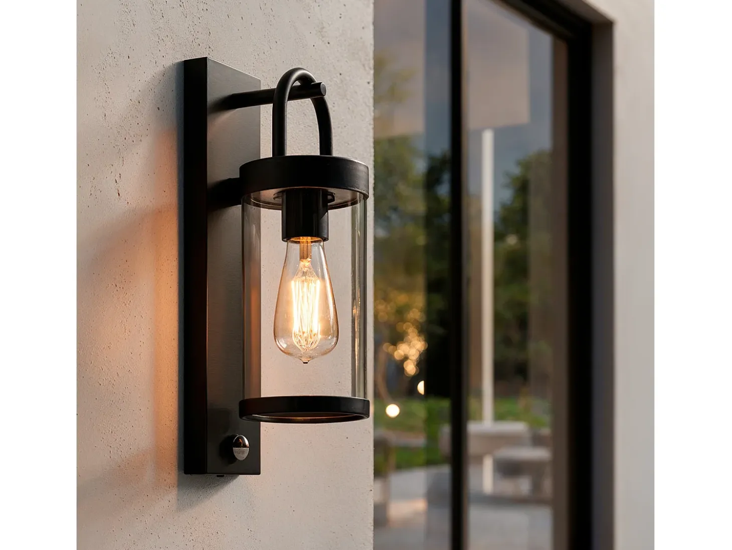 Aplique de Pared Exterior Benny con Sensor Movimiento PIR Negro