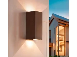 Aplique de Pared Exterior LED 10W Aluminio Iluminación Doble Cara CCT Seleccionable Denny Square Large Óxido