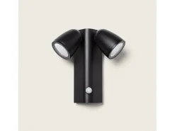 Aplique de Pared Exterior LED 12W Aluminio con Sensor de Movimiento PIR Abel Dos Focos Negro