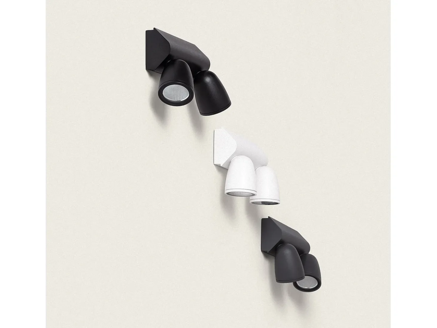 Aplique de Pared Exterior Aluminio con Detector de Movimiento Abel Large Dos Focos Blanco