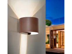 Aplique de Pared Exterior LED 10W Aluminio Iluminación Doble Cara CCT Seleccionable Denny Round Óxido