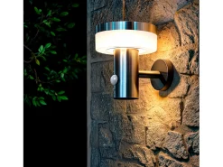 Aplique de Pared Exterior Solar LED 1,5W Acero Inoxidable con Sensor de Movimiento Ashier Plateado