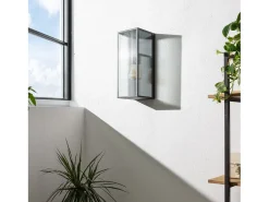 Aplique de Pared Exterior Metal y Cristal Big Taiga Negro