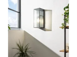 Aplique de Pared Exterior Metal y Cristal Big Taiga Negro