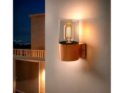 Aplique de Pared Exterior Acero Inoxidable Emley Marrón claro