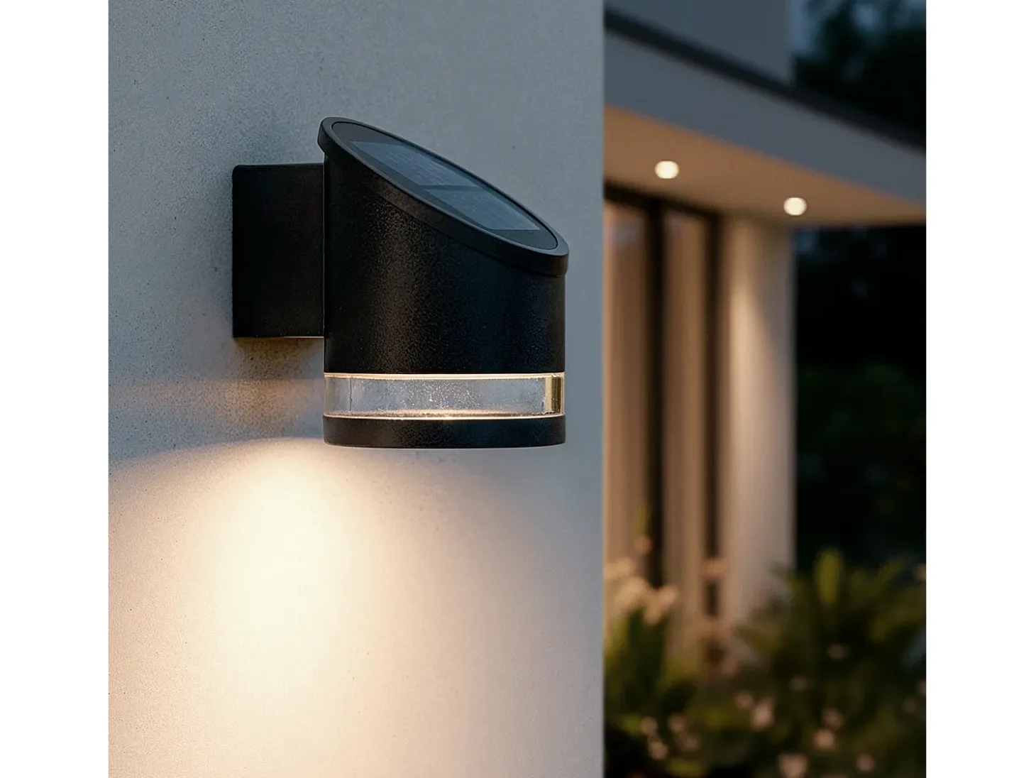 Aplique de Pared Exterior Solar LED Aluminio Eddan Negro