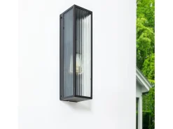 Aplique de Pared Exterior Metal y Cristal Taiga Negro