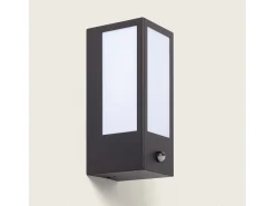 Aplique de Pared Exterior Acero Inoxidable con Detector de Movimiento Gakom Opal Negro