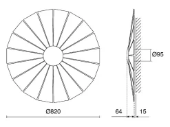Aplique de pared EYE estilo moderno - D. ø82 cm - interior- LED SMD- 14W- small- 3000K- negro y madera oscura