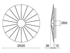 Aplique de pared EYE estilo moderno - D. ø82 cm- interior- LED SMD- 14W- small- 3000K- negro y madera natural