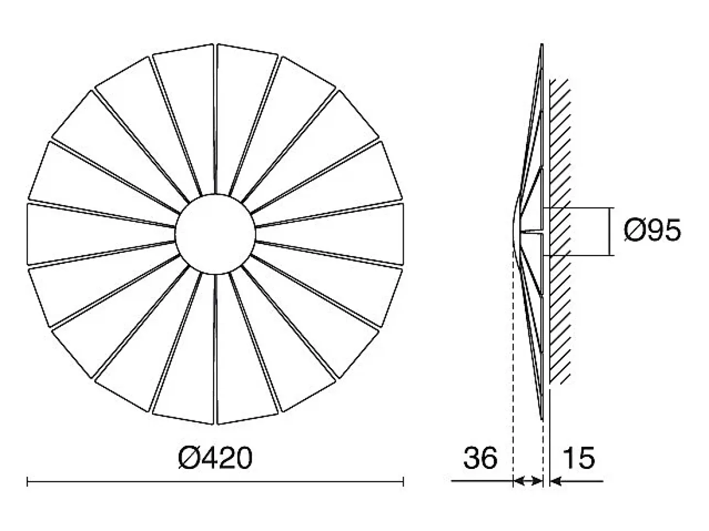 Aplique de pared EYE estilo moderno - D. ø82 cm- interior- LED SMD- 14W- small- 3000K- negro y madera natural