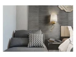 Aplique de pared FIRENZE estilo clásico - Alt. 43 cm - E27 60W + LED SMD 3W - 2x on&off - 2x USB - acero y algodón - oro mate y blanco - IP20
