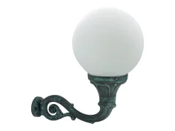 Aplique de pared INDURA GLOBO estilo clásico - Alt. 64 cm x anchura 65 cm - E27 70W - esfera opal - resina - IP55 - negro