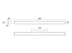 Aplique de pared LITS estilo clásico - L. 90 cm - acero y policarbonato - LED SMD 12W - 1883 lm y 3K - cromo - IP44