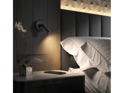 Aplique de pared MINIMAL estilo moderno y versátil - D. 9,5 cm - LED SMD 3W - 200lm y 3K - on&off - 300º y 90º grados - acero - negro y oro