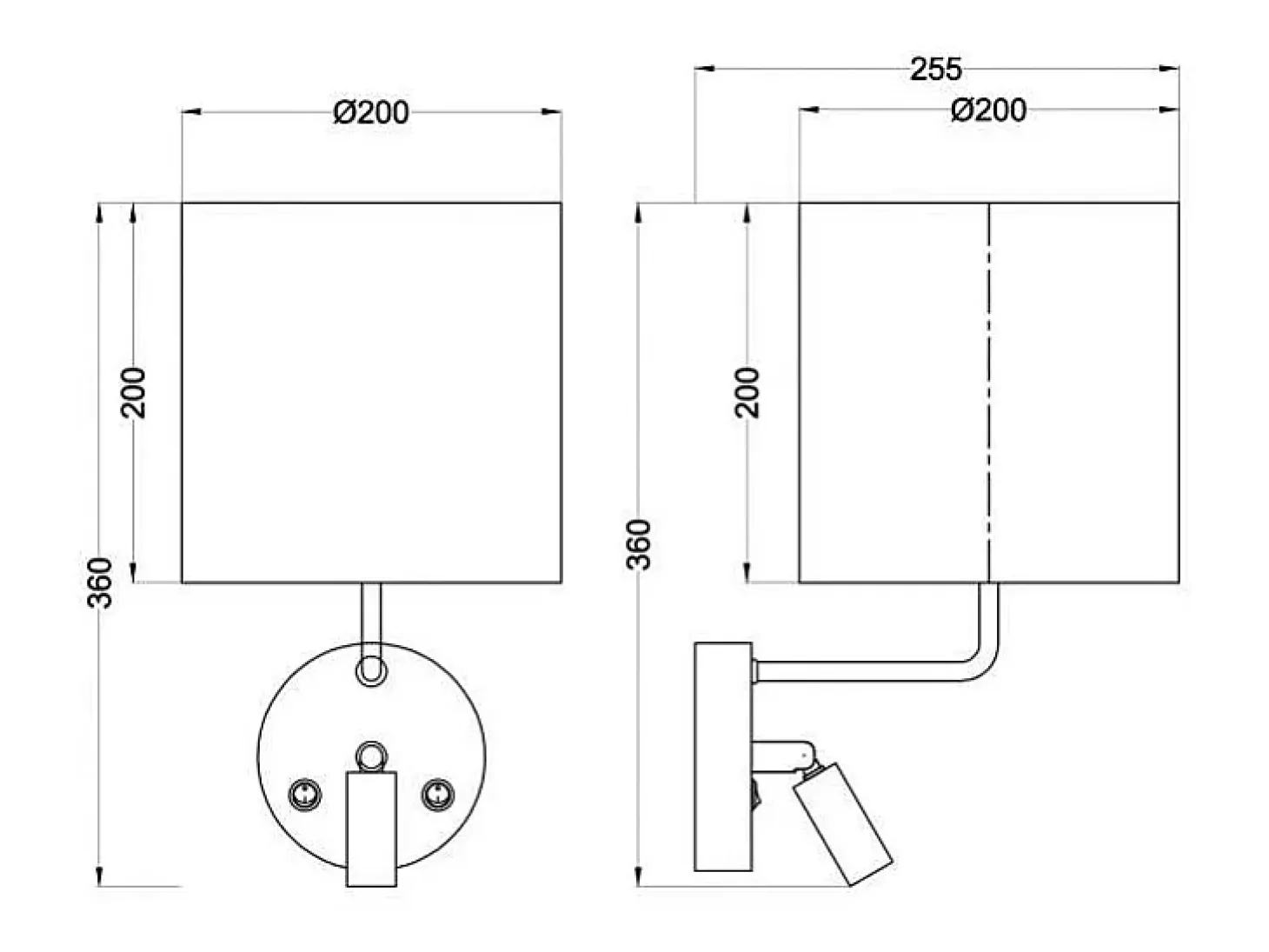 Aplique de pared modelo Oregon acabado negro, 20cm(ancho) 25cm(fondo) 36cm(alto).