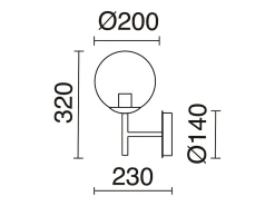 Aplique de pared OXY estilo clásico y atemporal - D. 20 cm x Alt. 32 cm - esfera opal ø20 - interior -E27 40W - IP40 - acero y dorado