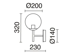 Aplique de pared OXY estilo clásico y atemporal - D. 20 cm x Alt. 32 cm - esfera transparente ø20 - interior -E27 40W - IP40 - acero y dorado