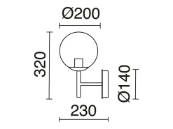 Aplique de pared OXY estilo clásico y atemporal - D. 20 cm x Alt. 32 cm - esfera transparente ø20 - interior -E27 40W - IP40 - acero y negro