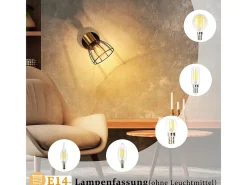 Aplique de pared para interior Nettlife, estilo vintage, negro, foco de pared de una bombilla, lámpara de pasillo, casquillo E14 (bombilla no incluida)