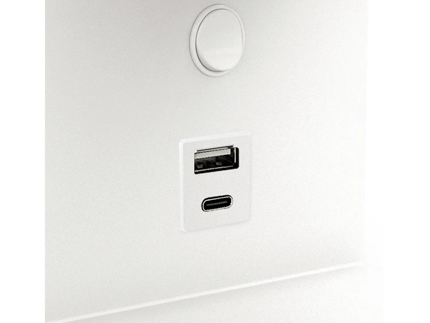 Aplique de pared SERENE estilo moderno - LED SMD 6W - 732lm Y 3K - IP20 - 350º - on&off y USB - LEFT -acero y blanco