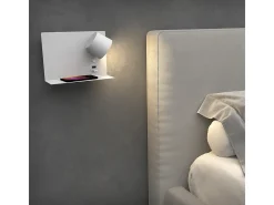 Aplique de pared SERENE estilo moderno - LED SMD 6W - 732lm Y 3K - IP20 - 350º - on&off y USB - RIGHT-acero y blanco