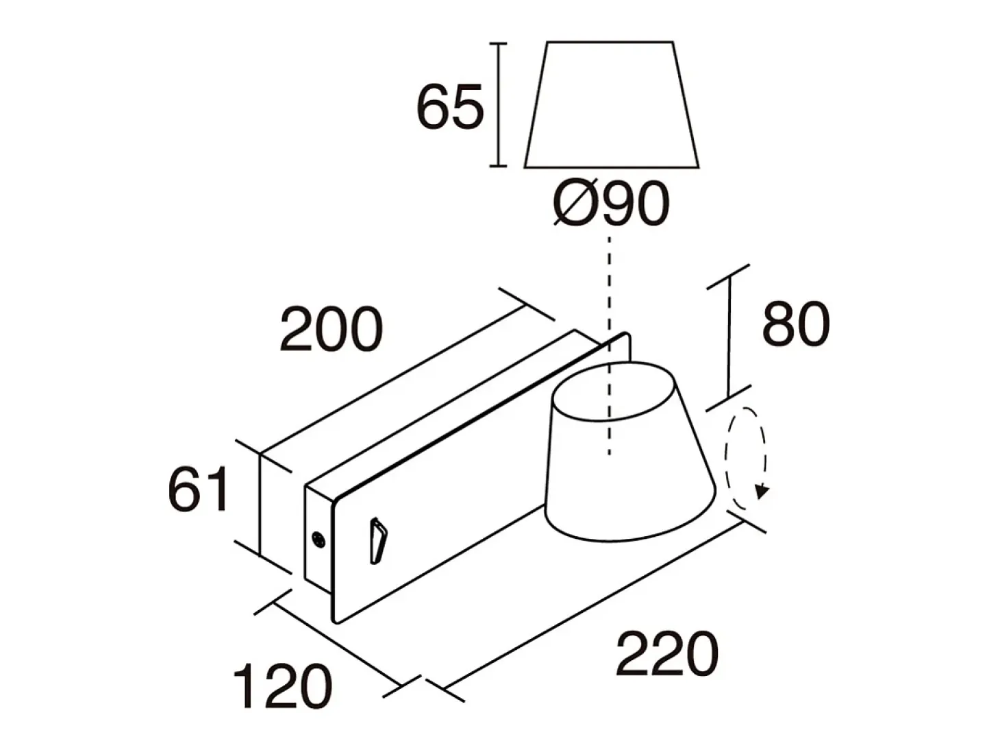 Aplique de pared SERENE estilo moderno - LED SMD 6W - 732lm Y 3K - IP20 - 350º - on&off y USB - doble posición-acero y negro