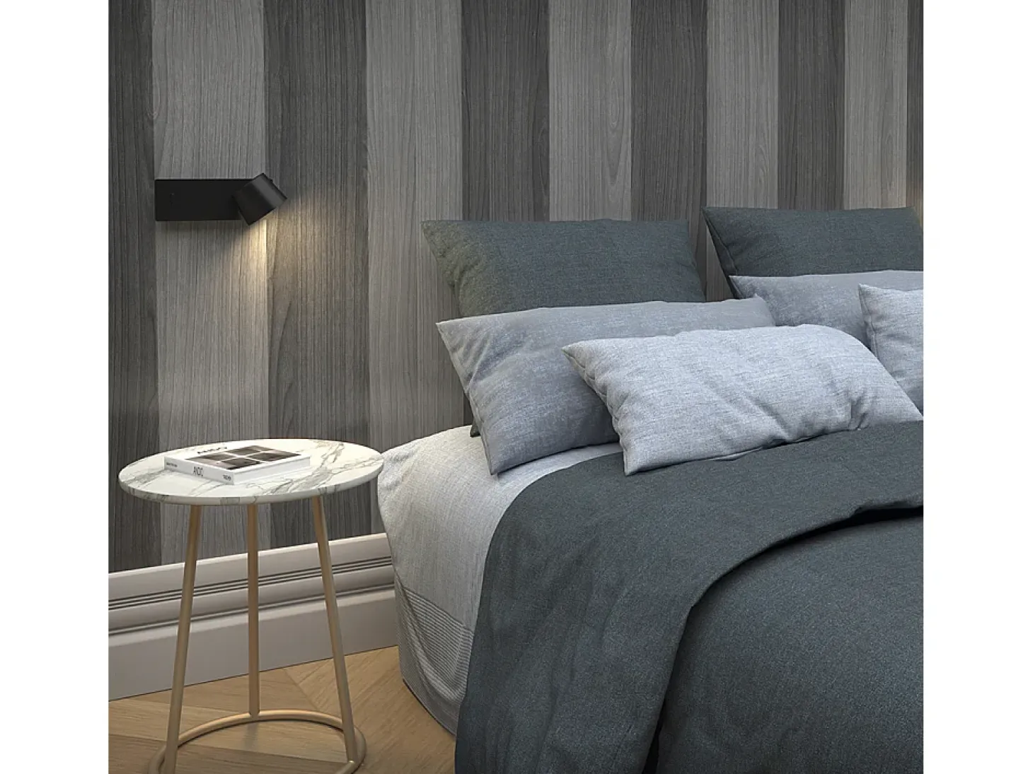 Aplique de pared SERENE estilo moderno - LED SMD 6W - 732lm Y 3K - IP20 - 350º - on&off y USB - doble posición-acero y negro