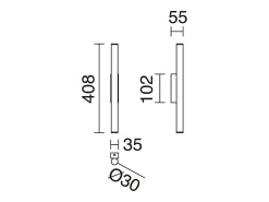 Aplique de pared TANIA estilo moderno - Alt. 40,8 cm - 2x LED SMD 4W - 400lm y 3K- up&down - acero y blanco - IP40