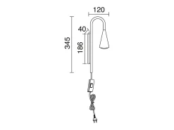 Aplique de pared TEAR estilo moderno - GU10 20W - cable 2 metros- on&off - acero y blanco