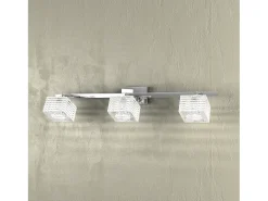 Aplique de pared Toplight Metropolitan de 3 luces con casquillo G9, estructura cromada y cristal trabajado, diseño moderno 55x10x12cm