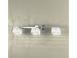 Aplique de pared Toplight Metropolitan de 3 luces con casquillo G9, estructura cromada y cristal trabajado, diseño moderno 55x10x12cm