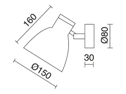 Aplique de pared VALAN estilo clásico y moderno - D. ø15 cm - E27 60W - 350º - IP20 - acero y madera - moka