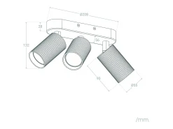 Aplique de Techo Aluminio Aritz 3 Foco Negro