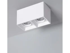 Aplique de Techo Cuadrado Doble Blanco con Bombilla GU10 Space 6000K Blanco Frío