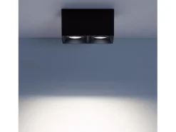 Aplique de Techo Cuadrado Doble Negro con Bombilla GU10 Space 6000K Blanco Frío