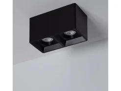 Aplique de Techo Cuadrado Doble Negro con Bombilla GU10 Space 6000K Blanco Frío