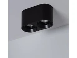 Aplique de Techo Doble Negro con Bombilla GU10 Space 2700K Blanco Cálido