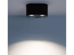 Aplique de Techo Doble Negro con Bombilla GU10 Space 6000K Blanco Frío