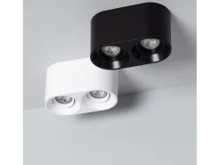 Aplique de Techo Doble Negro con Bombilla GU10 Space 6000K Blanco Frío