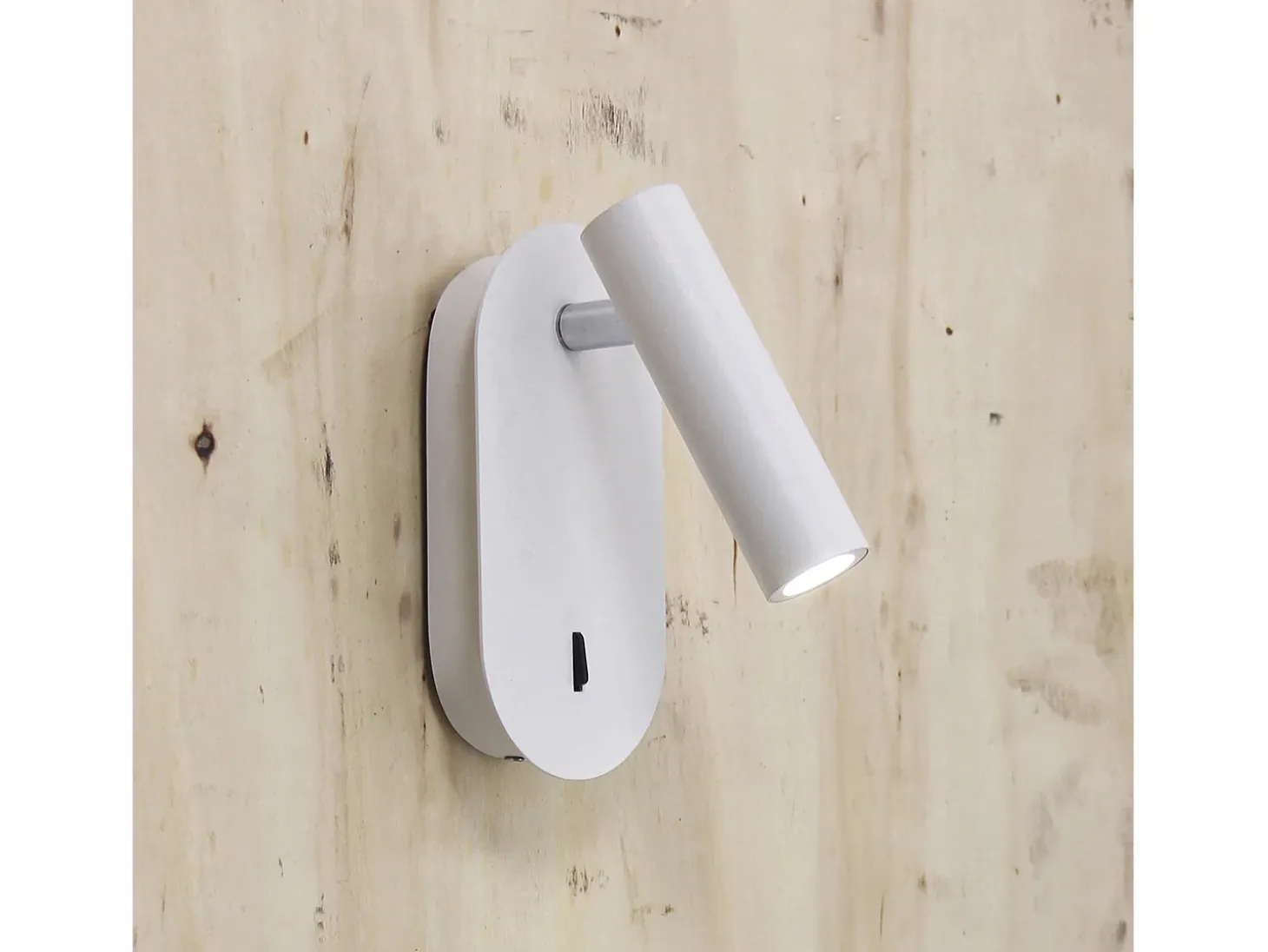 Aplique lector Dirk estilo moderno- Alt. 18 cm- LED SMD 3W- 3.000K- on/off- 90º y 300º grados- IP20- acero y blanco