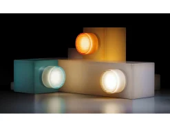 Aplique LED Beneito Faure Oma de 8 W, IP65, interruptor CCT 2000 K/2800 K/4000 K, aplique vintage de aluminio, color ámbar
