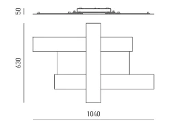 Aplique LED de diseño moderno 50W gris tórtola - Estructura geométrica de acero, luz cálida 3000K, 2620lm, ancho 104 cm, IP20