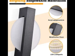 Aplique LED de pared Nettlife con interruptor - Lámpara de pasillo interior negra con interruptor de tirador, blanco cálido 3000 K, 6 W